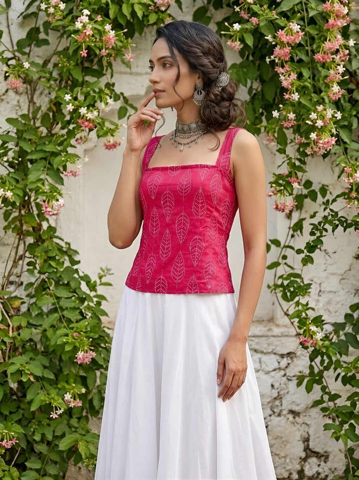 Printed Straight Sleeveless Top