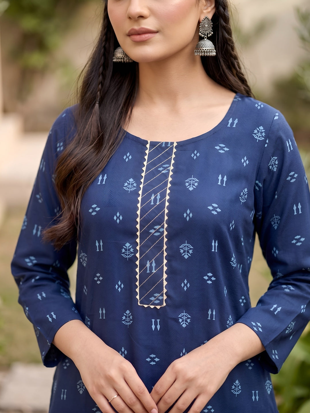 Printed Straight Kurta with Three Quarter