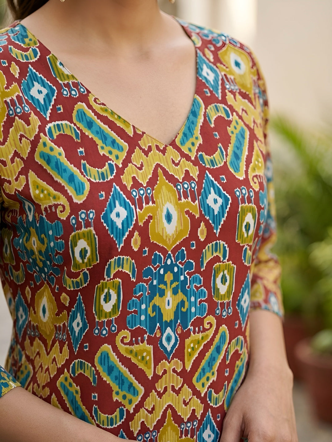 Printed Straight Kurta with Three Quarter