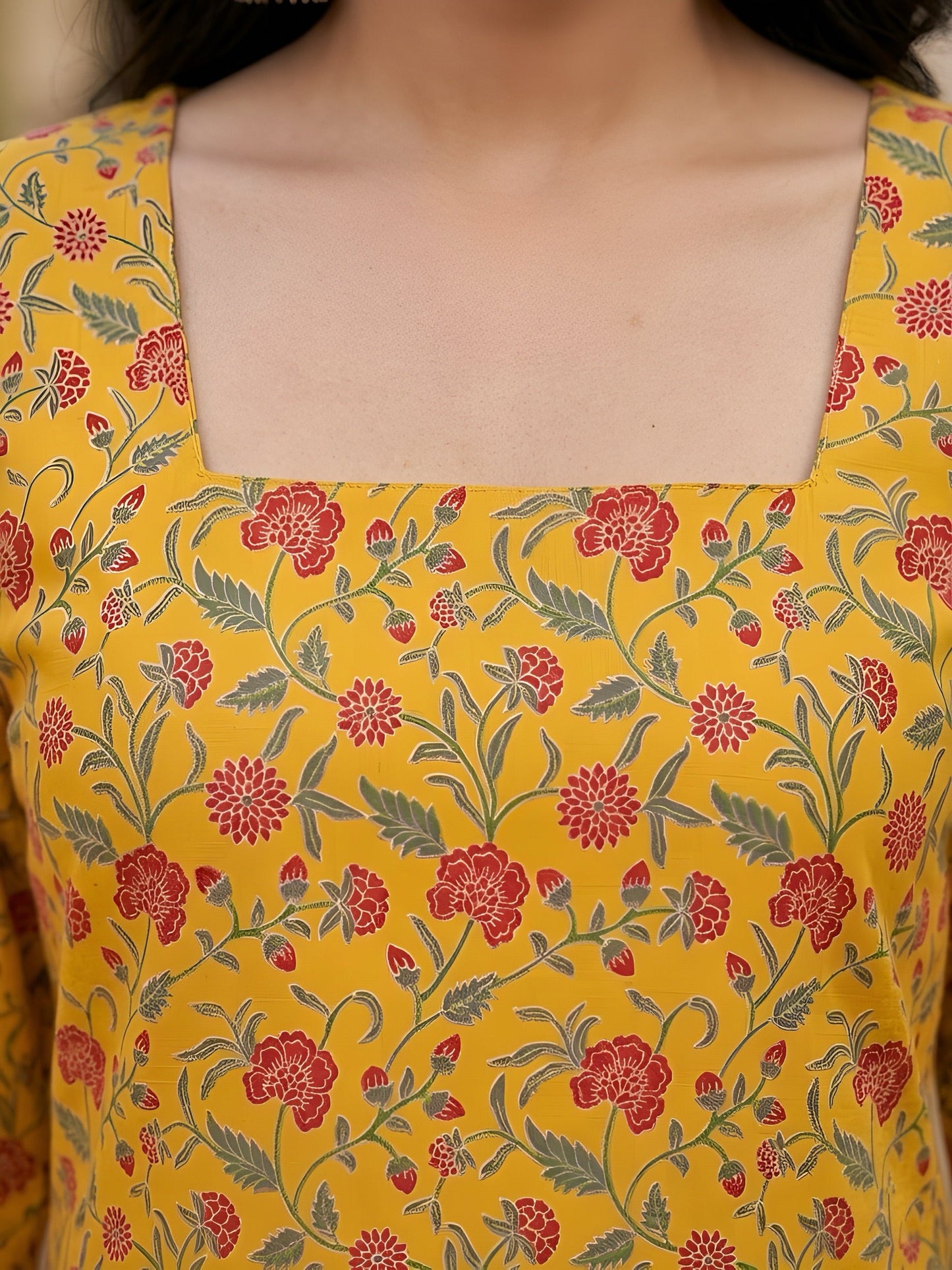 Printed Straight Kurta with Three Quarter Sleeves