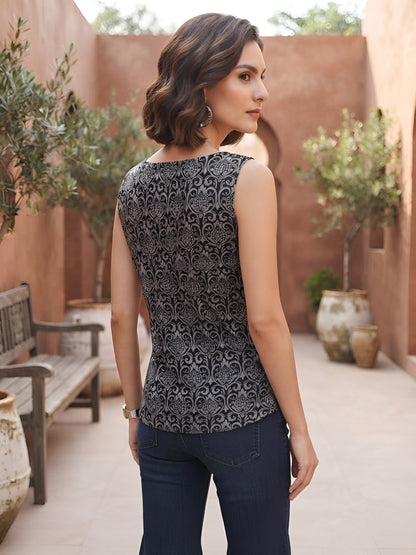 Printed  Straight Sleeveless Top