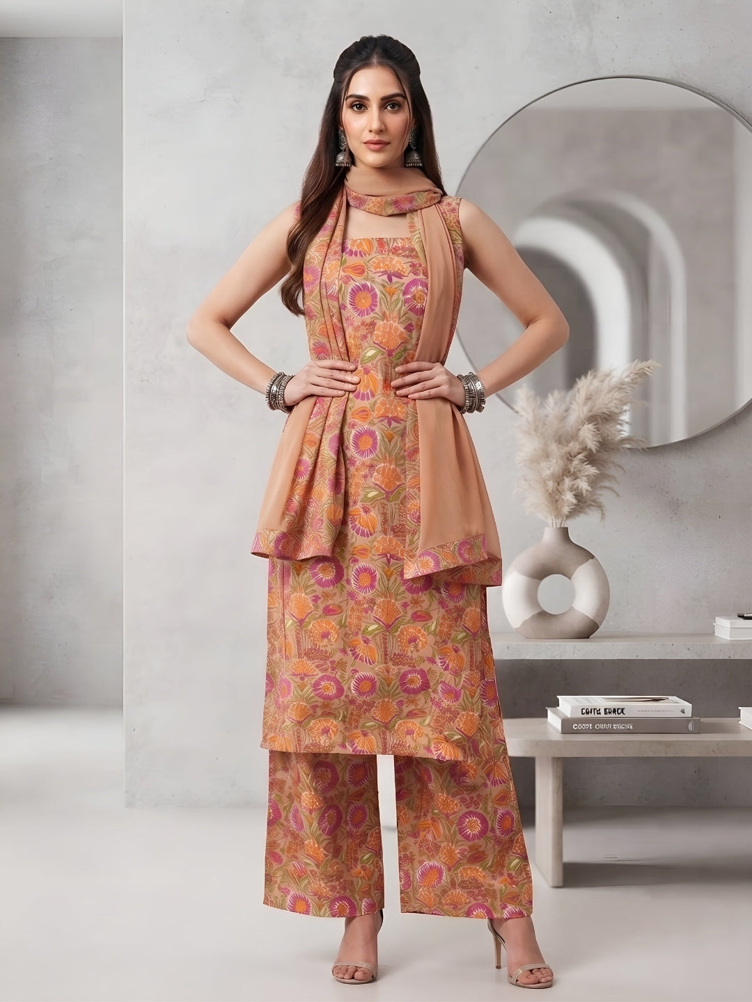Printed Straight Kurta Set With Dupatta