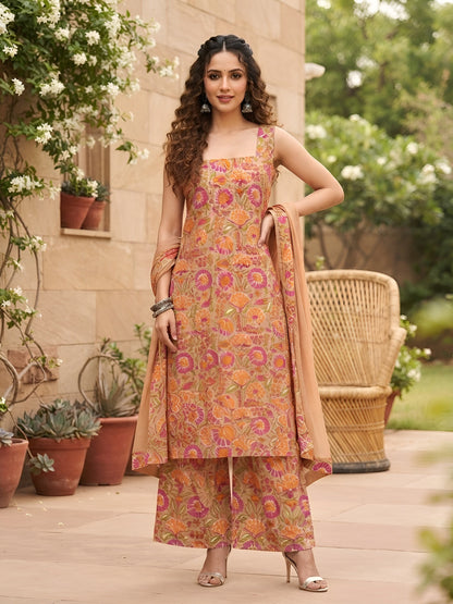 Printed Straight Kurta Set With Dupatta