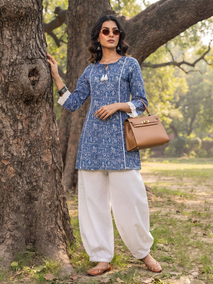 Printed A-line Kurtis With Flared Sleeves