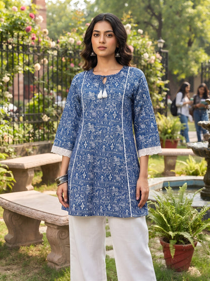 Printed A-line Kurtis With Flared Sleeves