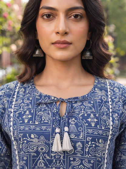 Printed A-line Kurtis With Flared Sleeves