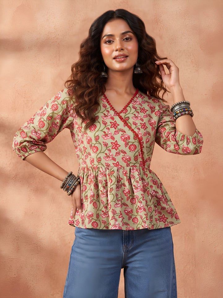 Printed Peplum Top