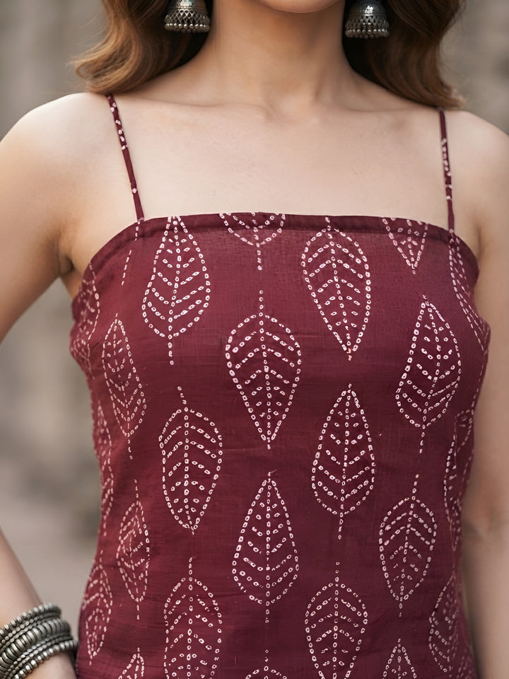 Burgundy Printed Stylish Crop Top