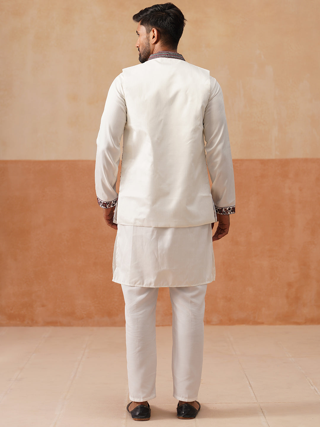 Embroidered Waistcoat And Kurta Pyjama For Men