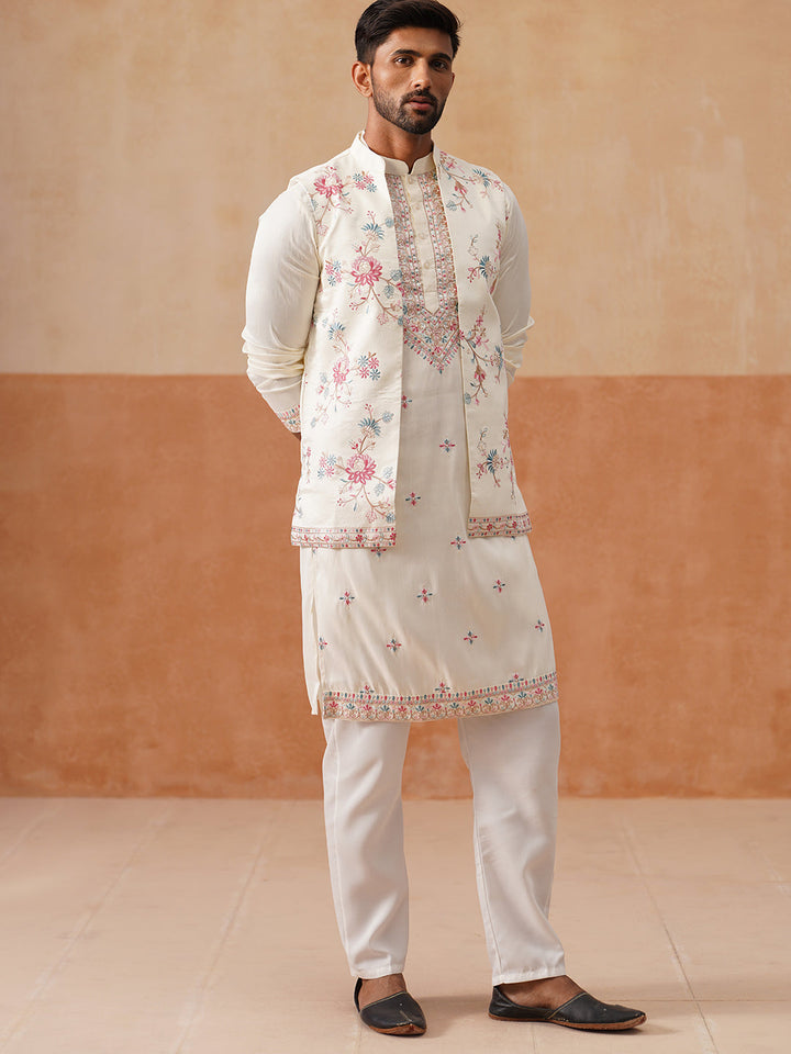 Ethnic Kurta Set With Embroidery Jacket