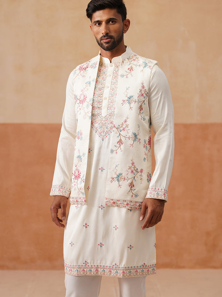 Ethnic Kurta Set With Embroidery Jacket