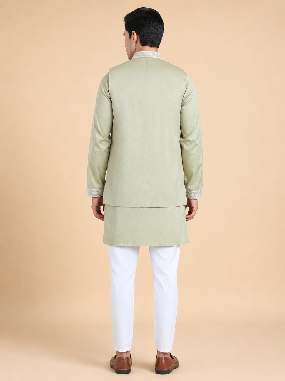 Embroidered Waistcoat And Kurta Pyjama For Men