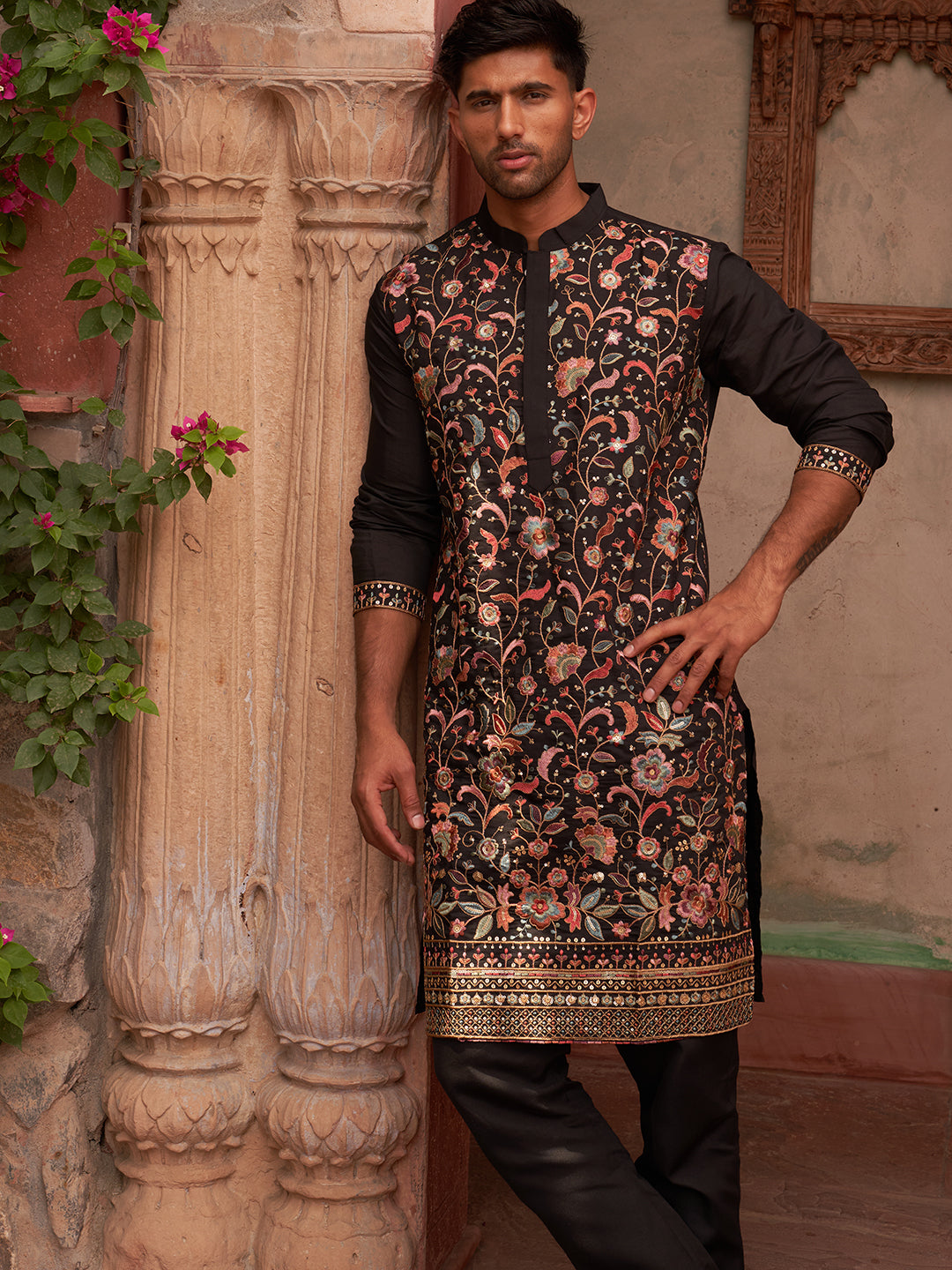 Floral Embroidered Straight Kurta Set