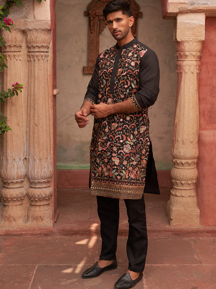 Floral Embroidered Straight Kurta Set