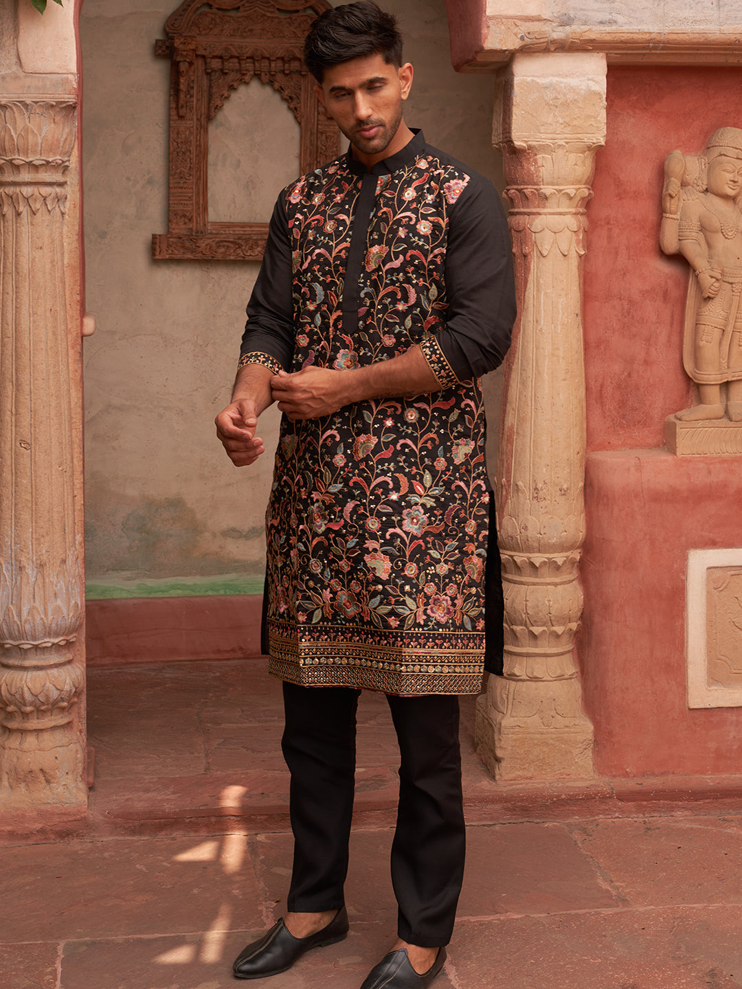 Floral Embroidered Straight Kurta Set