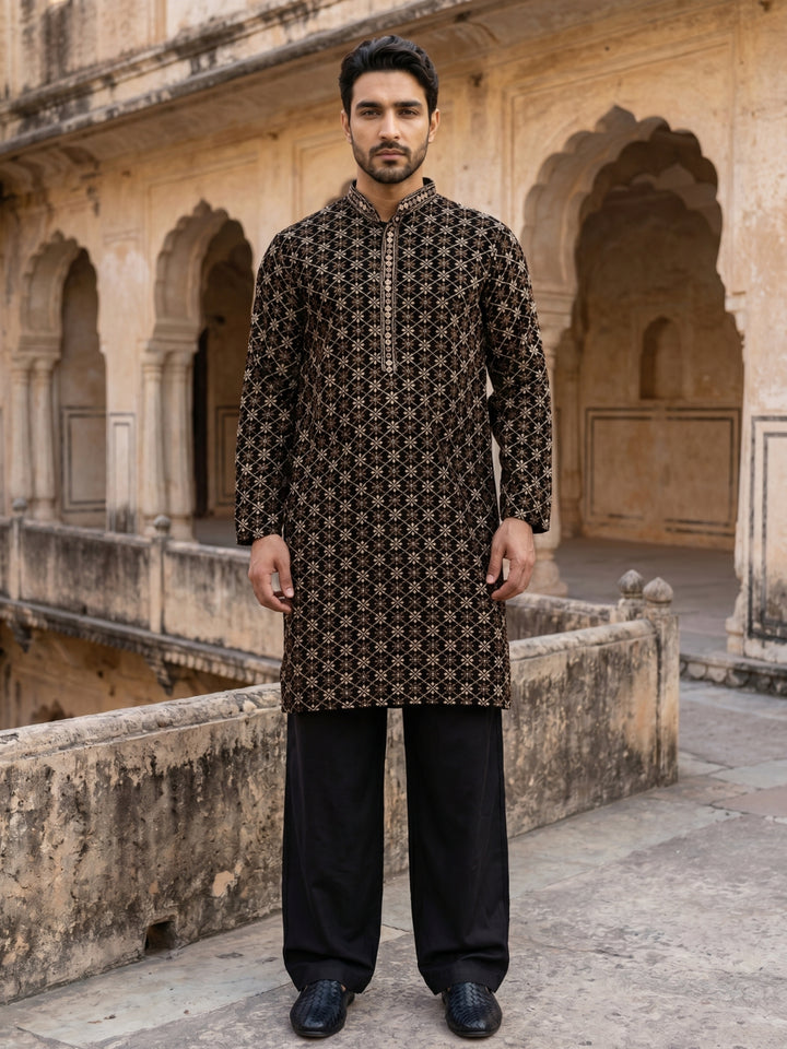 Viscose Rayon Embroidered Sequin Kurta Pyjama
