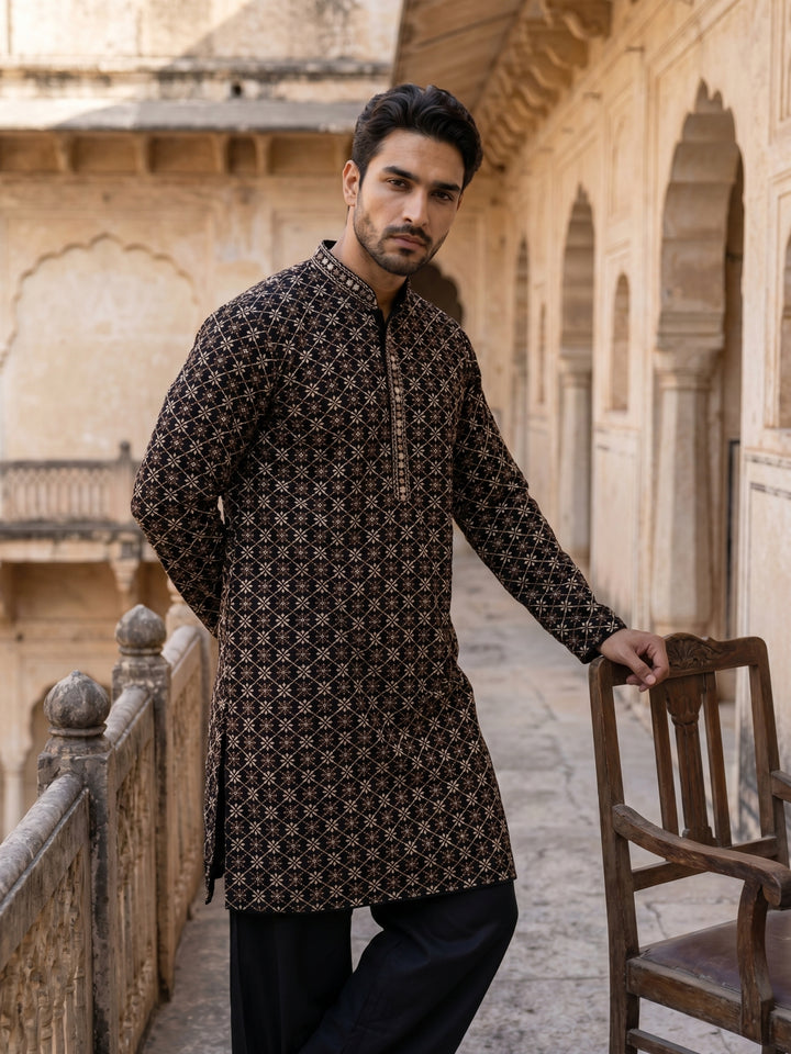 Viscose Rayon Embroidered Sequin Kurta Pyjama
