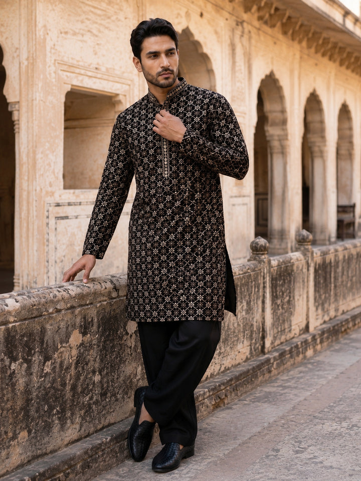 Viscose Rayon Embroidered Sequin Kurta Pyjama