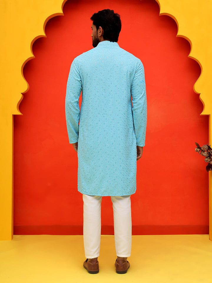 Sequin Embroidered Pure Cotton Kurta With Pyjamas