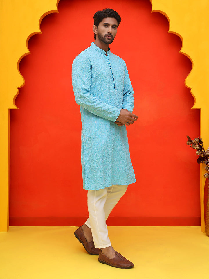 Sequin Embroidered Pure Cotton Kurta With Pyjamas
