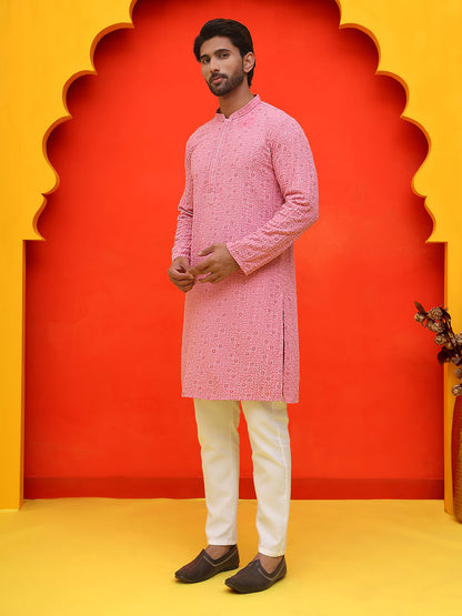 Sequin Embroidered Pure Cotton Kurta With Pyjamas