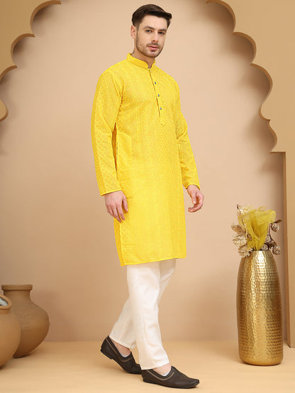 Men'S Embroidered Kurta Pyjama Set