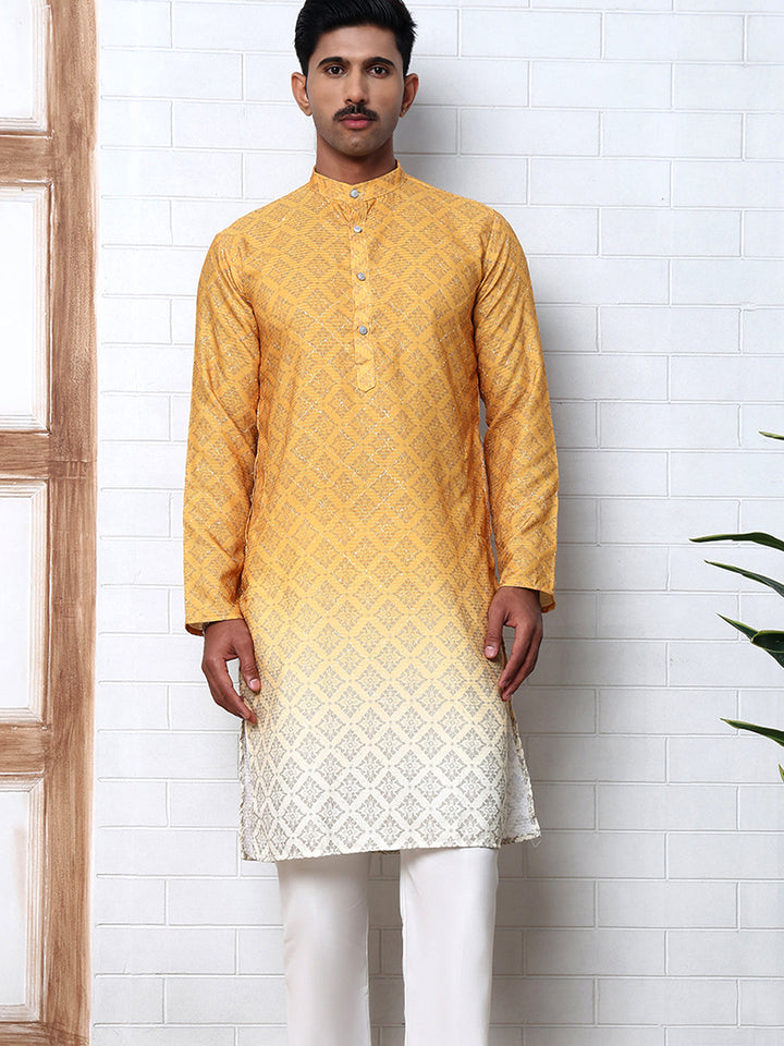 Ombre Printed Kurta Pyjama Set For Men