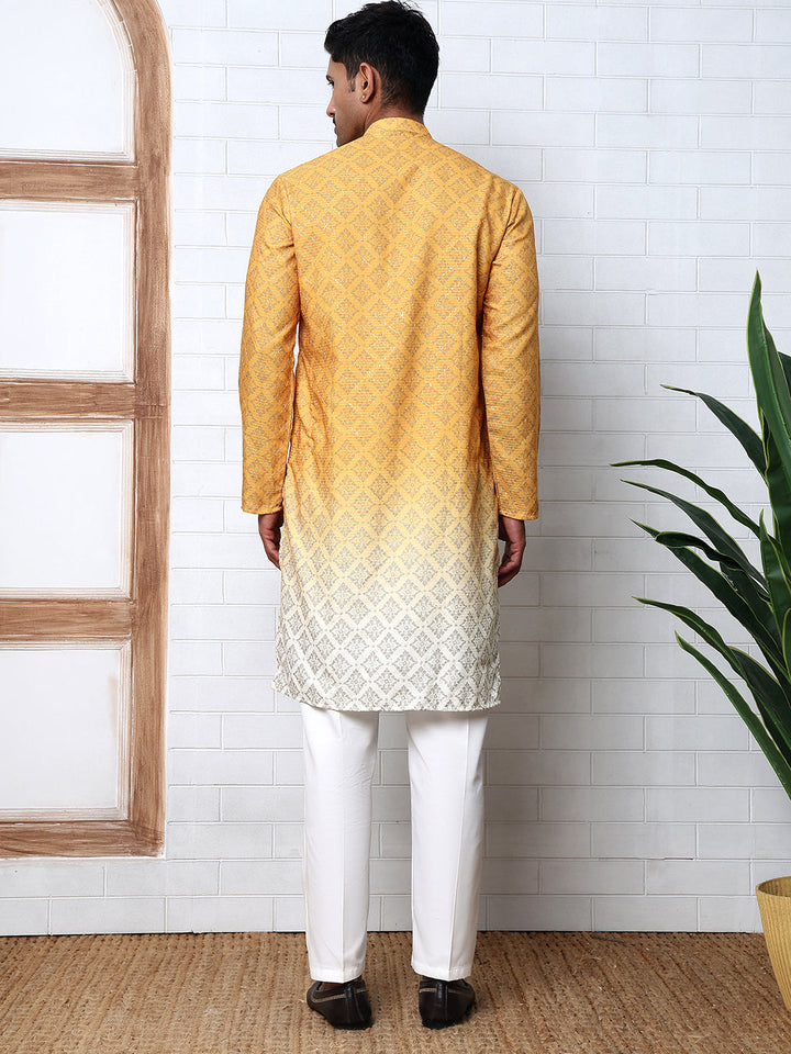 Ombre Printed Kurta Pyjama Set For Men
