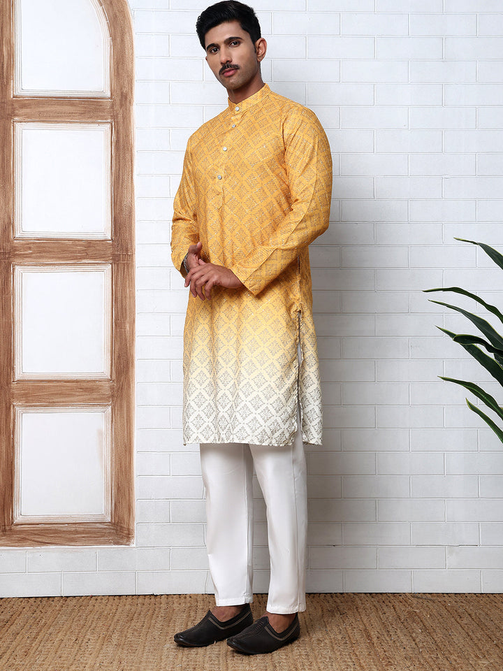 Ombre Printed Kurta Pyjama Set For Men