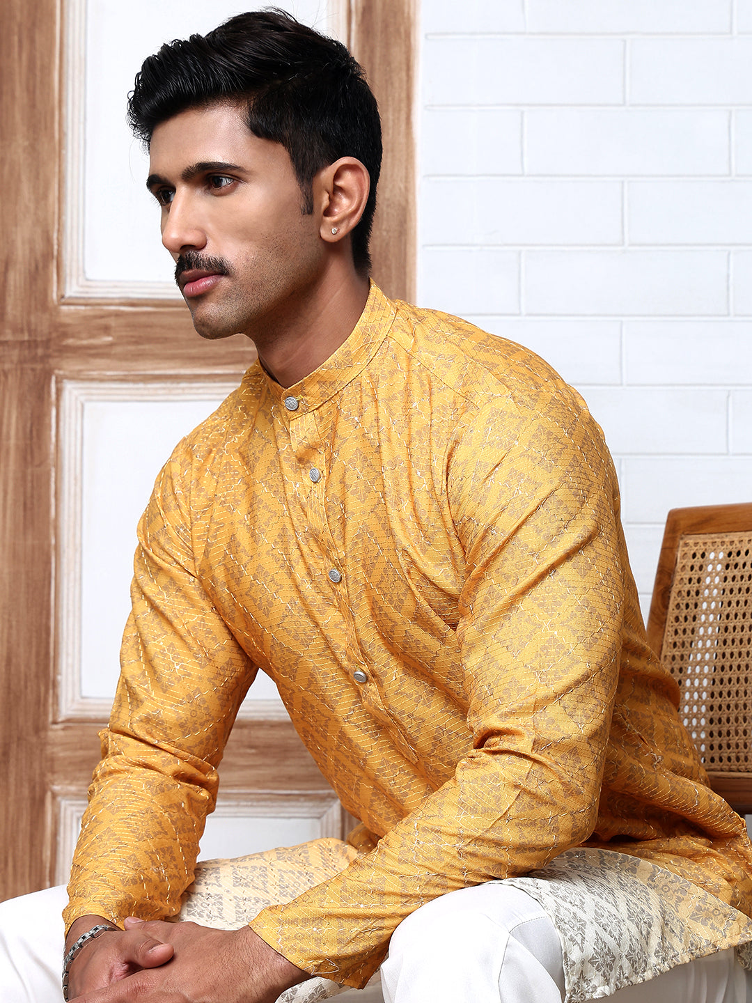 Ombre Printed Kurta Pyjama Set For Men