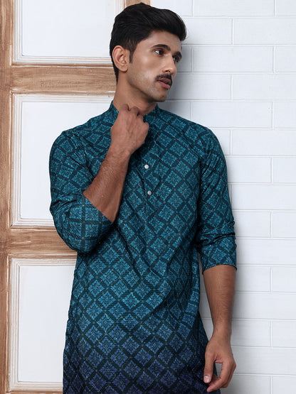 Ombre Printed Kurta Pyjama Set For Men