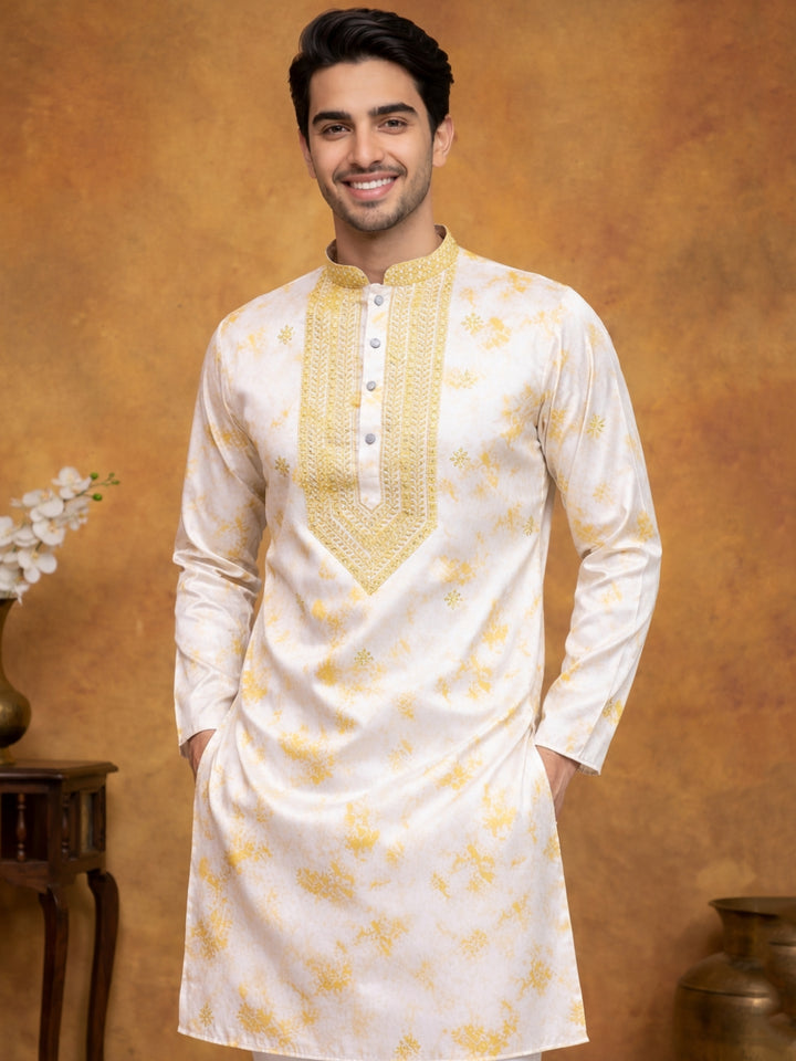 Stone Print With Embroidered Kurta Set
