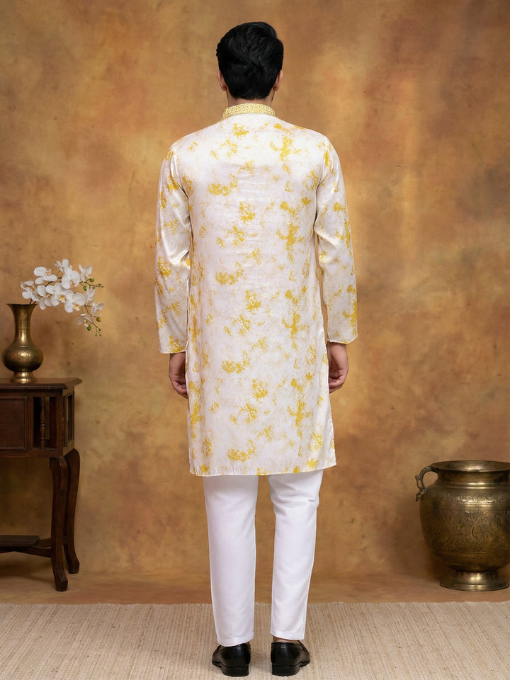 Stone Print With Embroidered Kurta Set