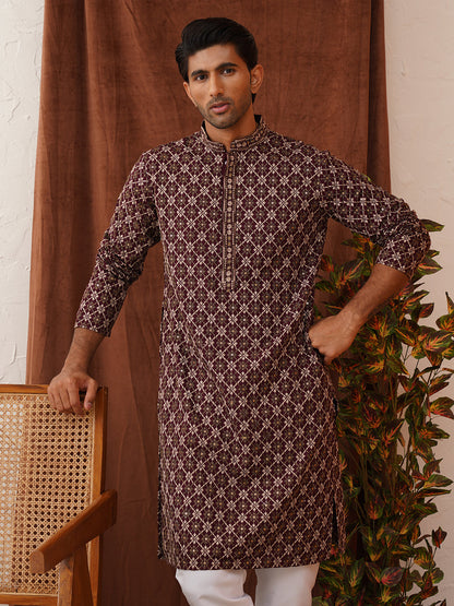 Embroidered Kurta Pyjama Set For Men