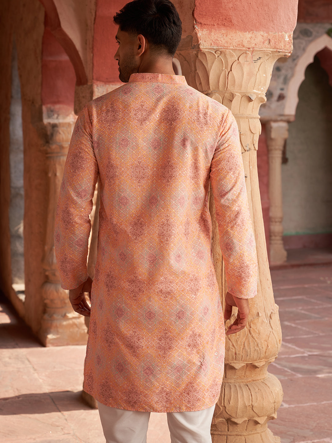 Embroidered Straight Kurta Pajama Set For Men