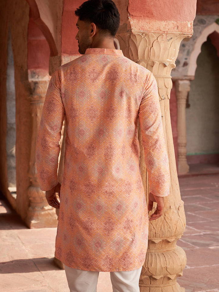 Embroidered Straight Kurta Pajama Set For Men