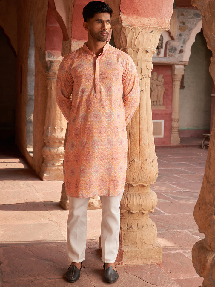 Embroidered Straight Kurta Pajama Set For Men