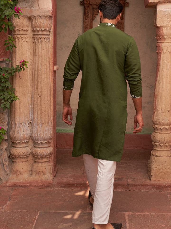Embroidered Straight Kurta Pyjama Set.