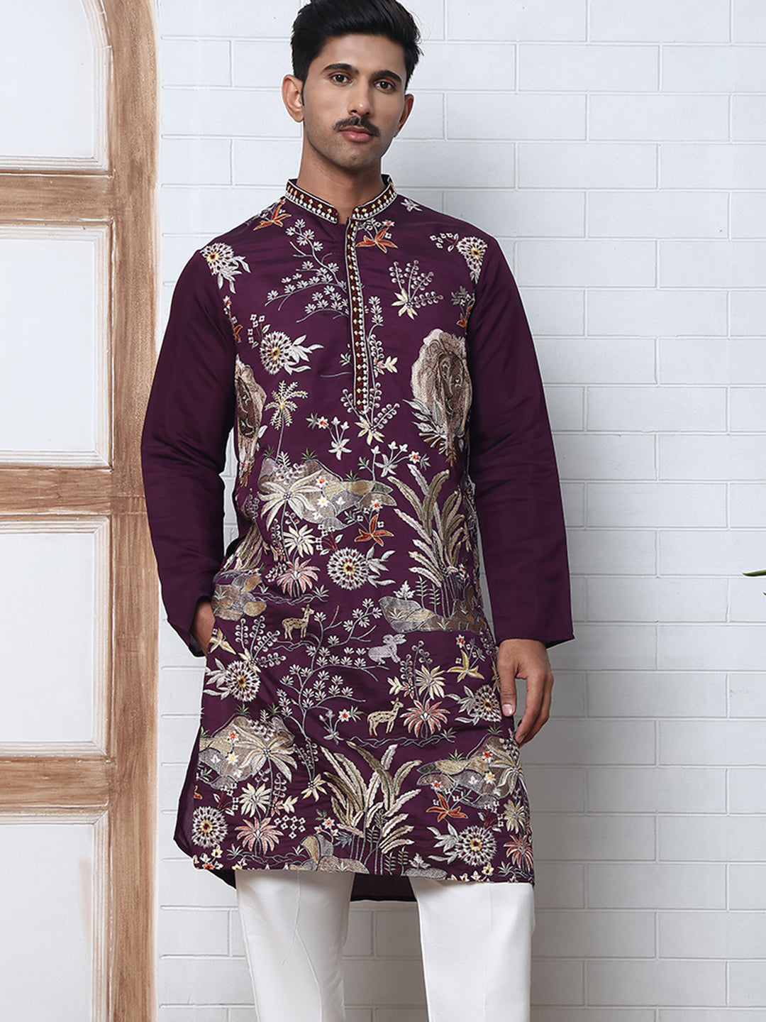 Floral Embroidered And Sequins Kurta Set