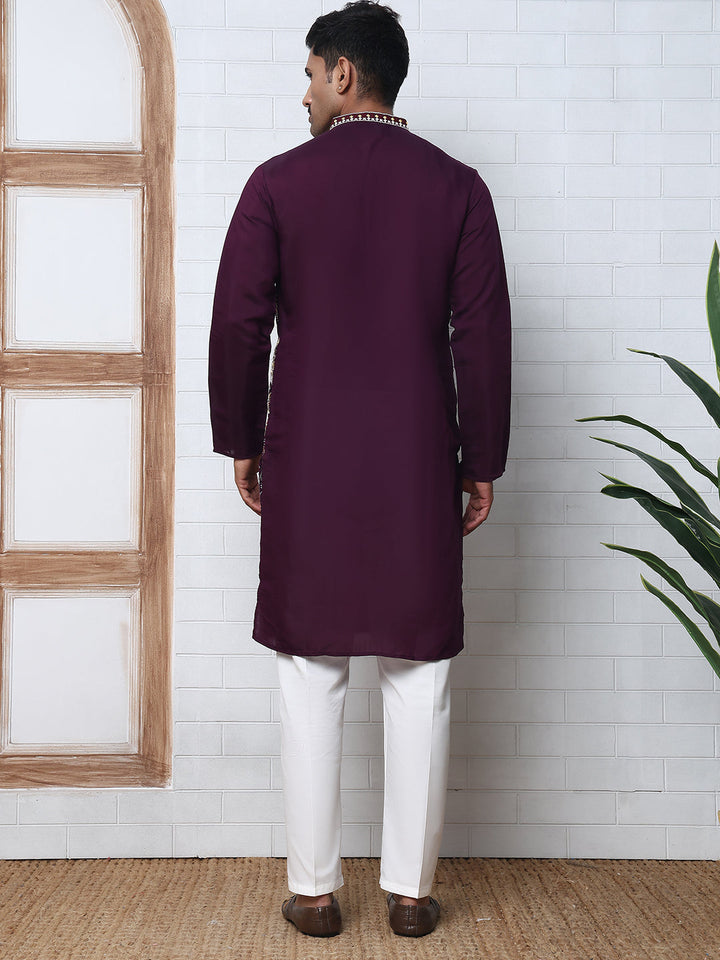 Floral Embroidered And Sequins Kurta Set