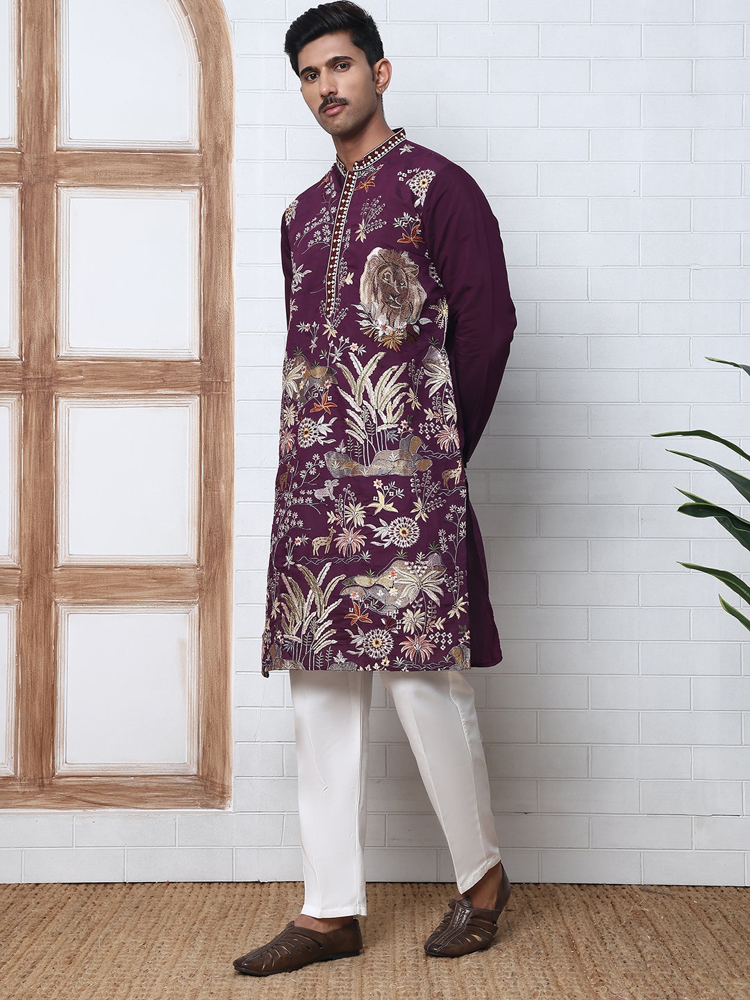 Floral Embroidered And Sequins Kurta Set