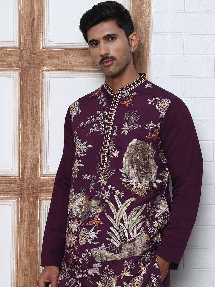 Floral Embroidered And Sequins Kurta Set