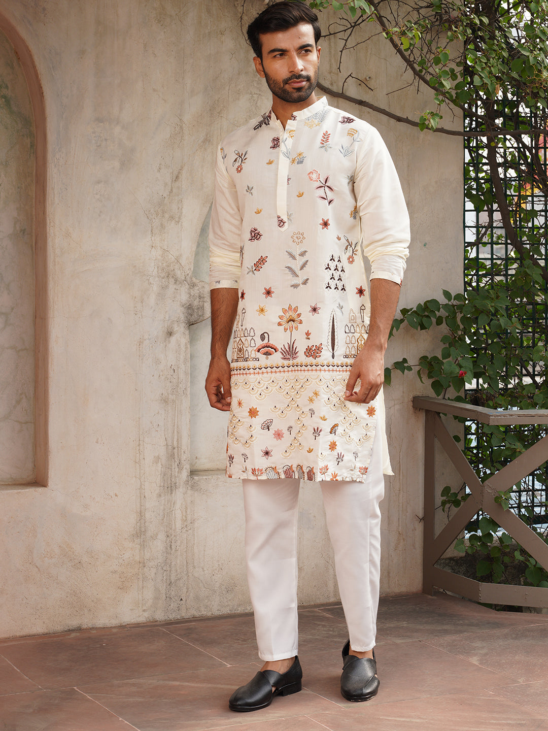 Floral Embroidered And Sequins Kurta Set