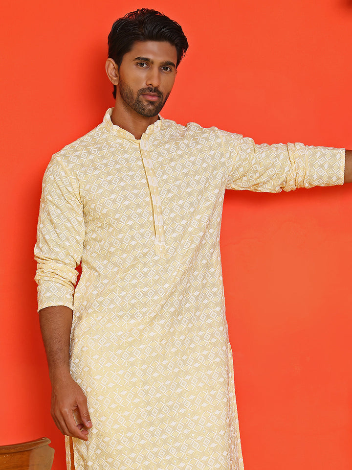 Embroidered And Sequins Straight Kurta Set For Men