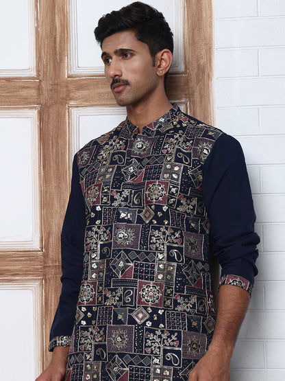 Embroidered Straight Kurta Set For Men