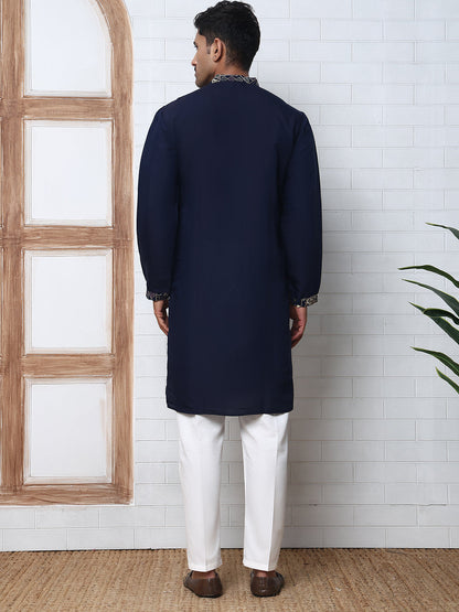 Embroidered Straight Kurta Set For Men