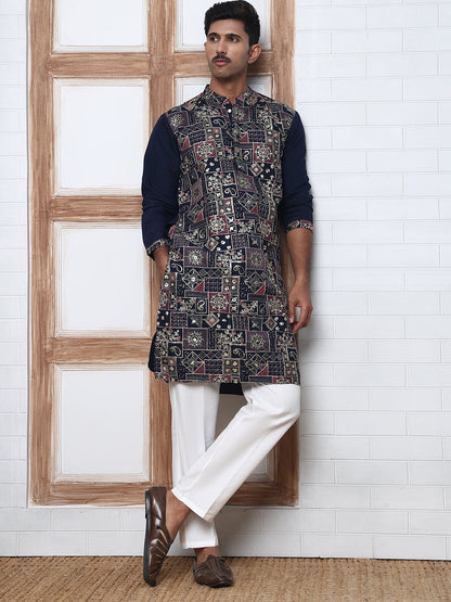 Embroidered Straight Kurta Set For Men