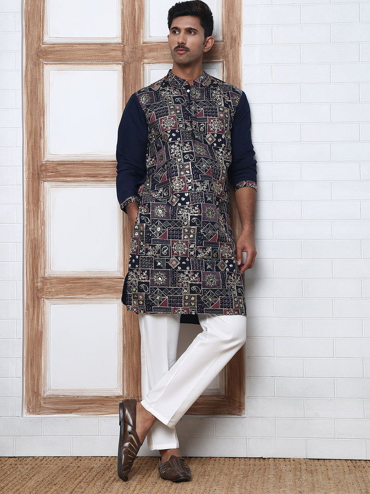 Embroidered Straight Kurta Set For Men