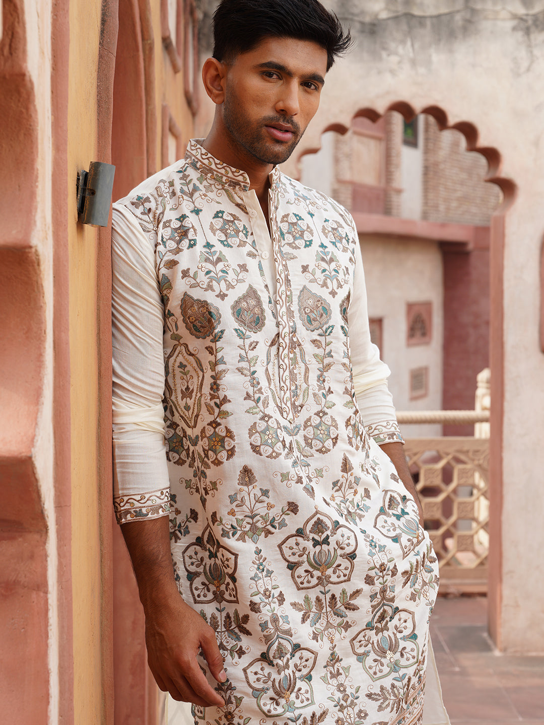 Floral Embroidered Straight Kurta Set