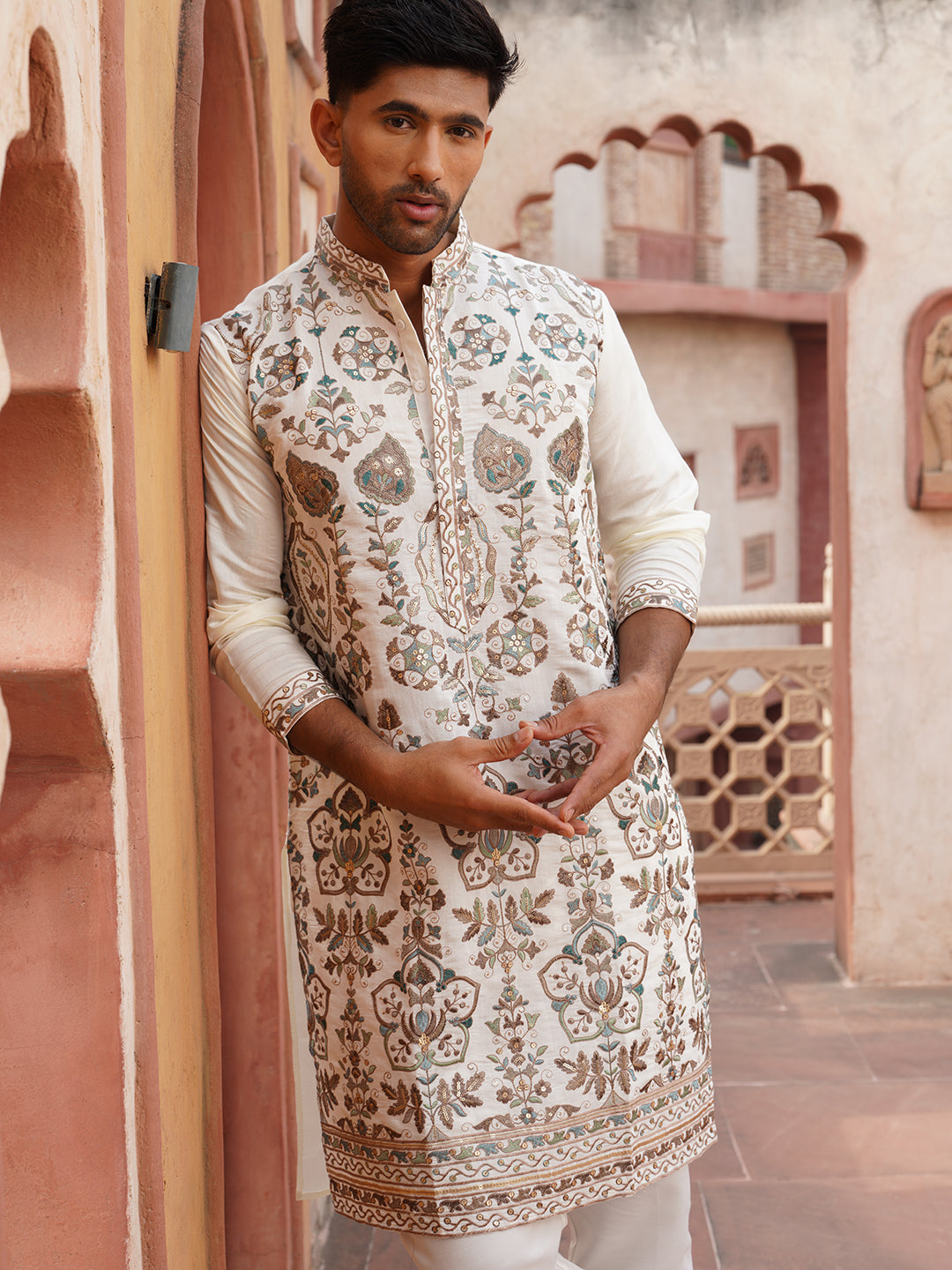 Floral Embroidered Straight Kurta Set
